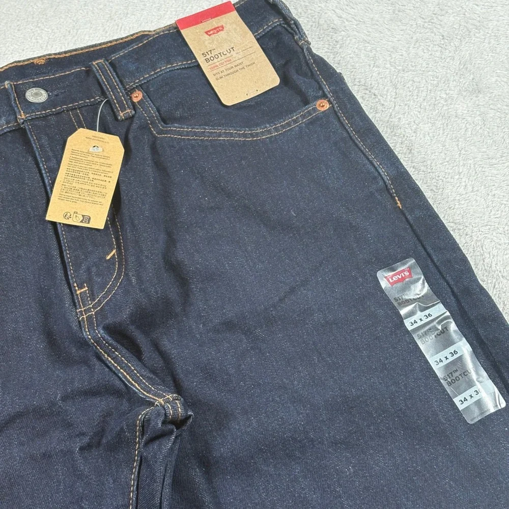 Levis 517 Bootcut Jeans Mens 34x36 Dark Indigo Rigid 100% Cotton Western New